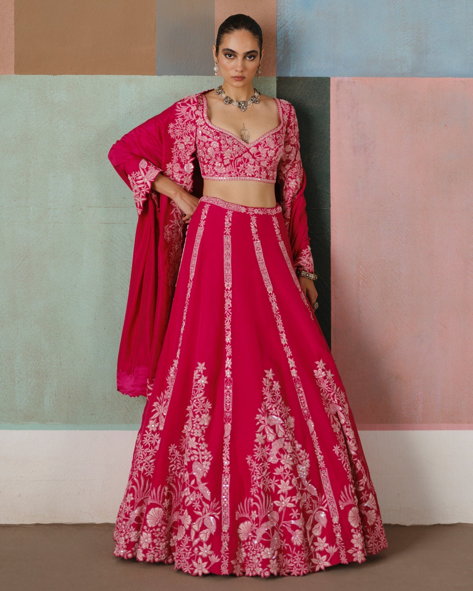 Fuchsia Valerie Lehenga Set By KYNAH, Luxury Indian Fashion & Bridal Wear