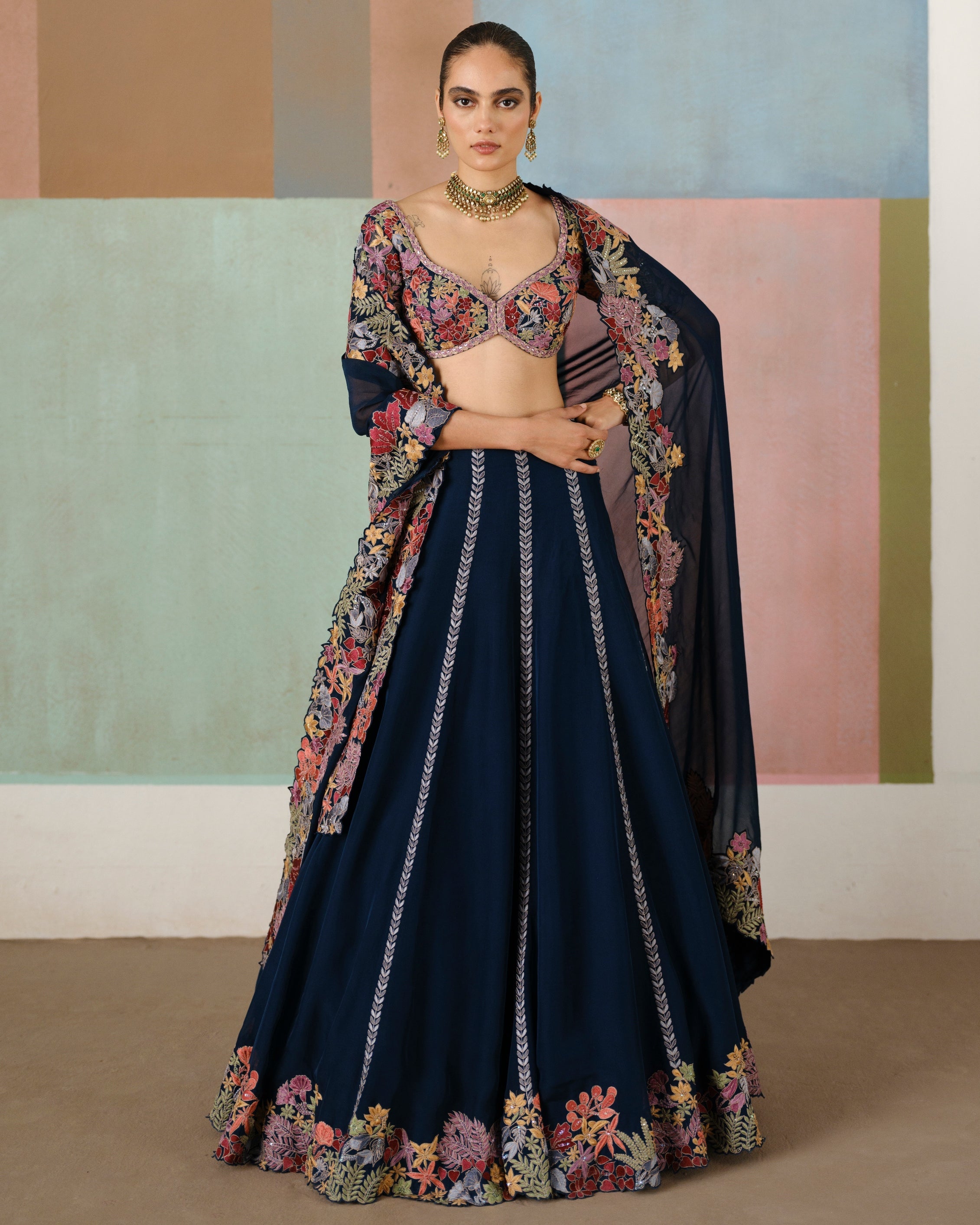 Navy Blue Ruhani Lehenga Set By KYNAH, Luxury Indian Fashion & Bridal Wear