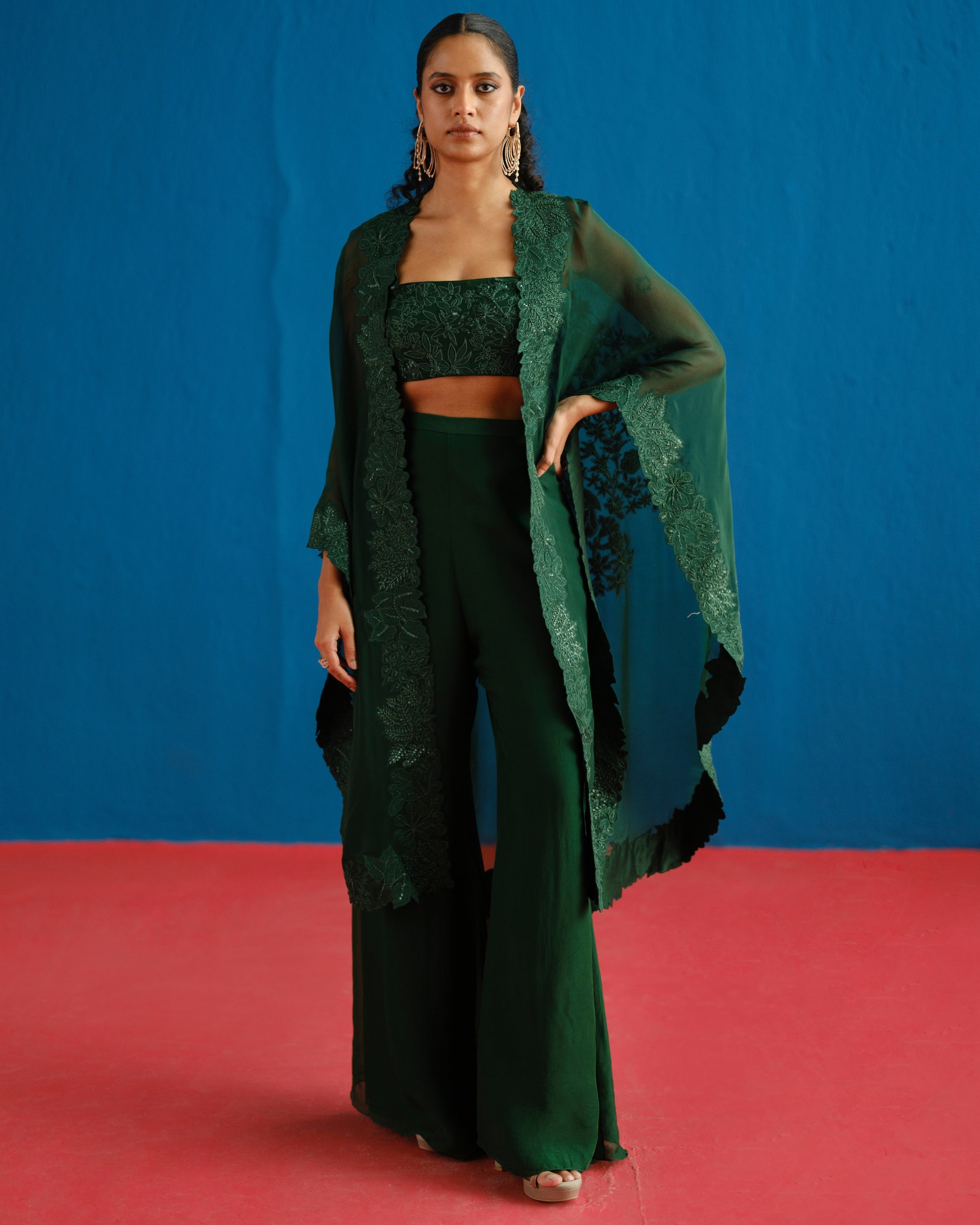 Green Lea Pant Set By KYNAH, Luxury Indian Fashion & Bridal Wear