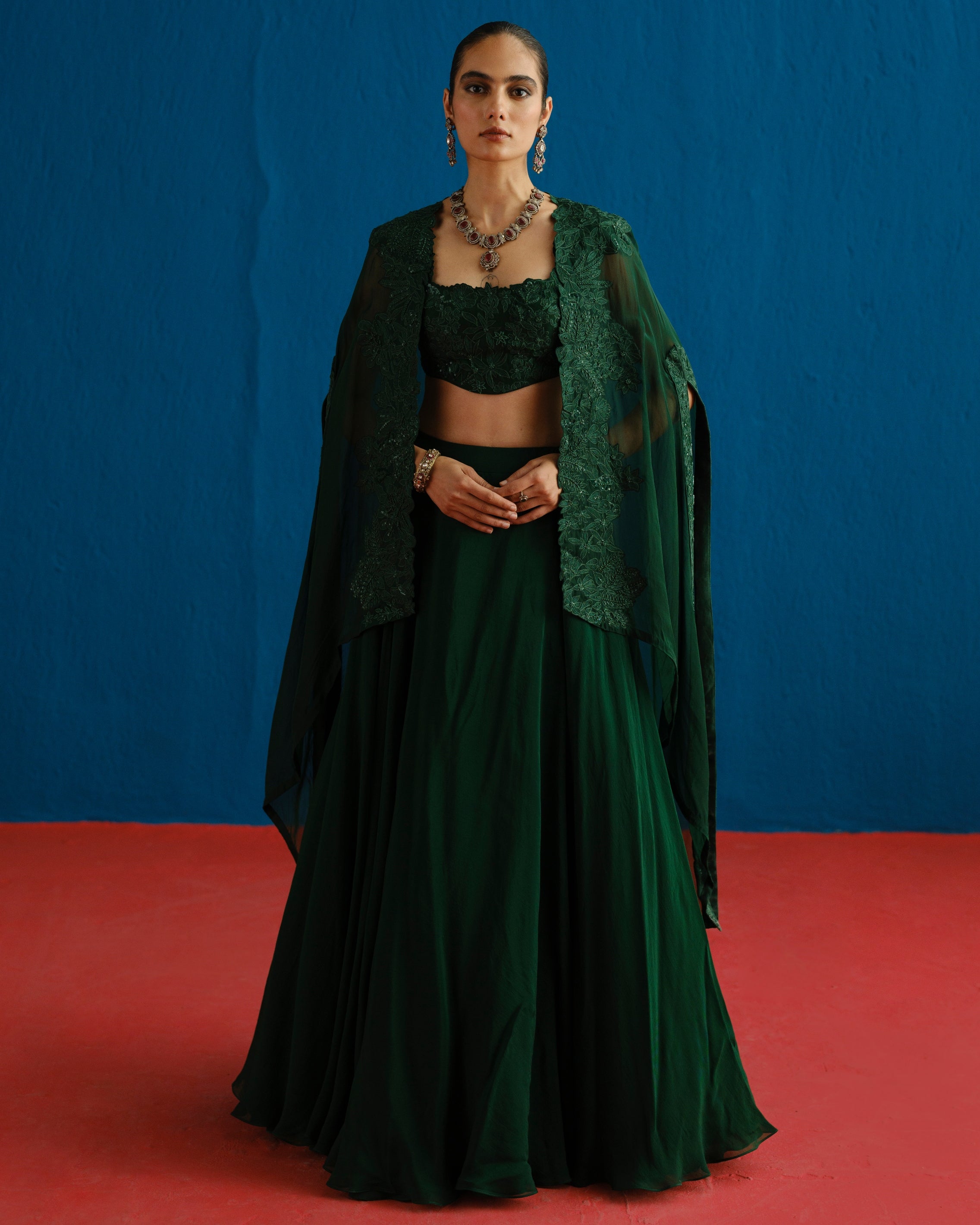 Avi Cape Set By KYNAH, Luxury Indian Fashion & Bridal Wear