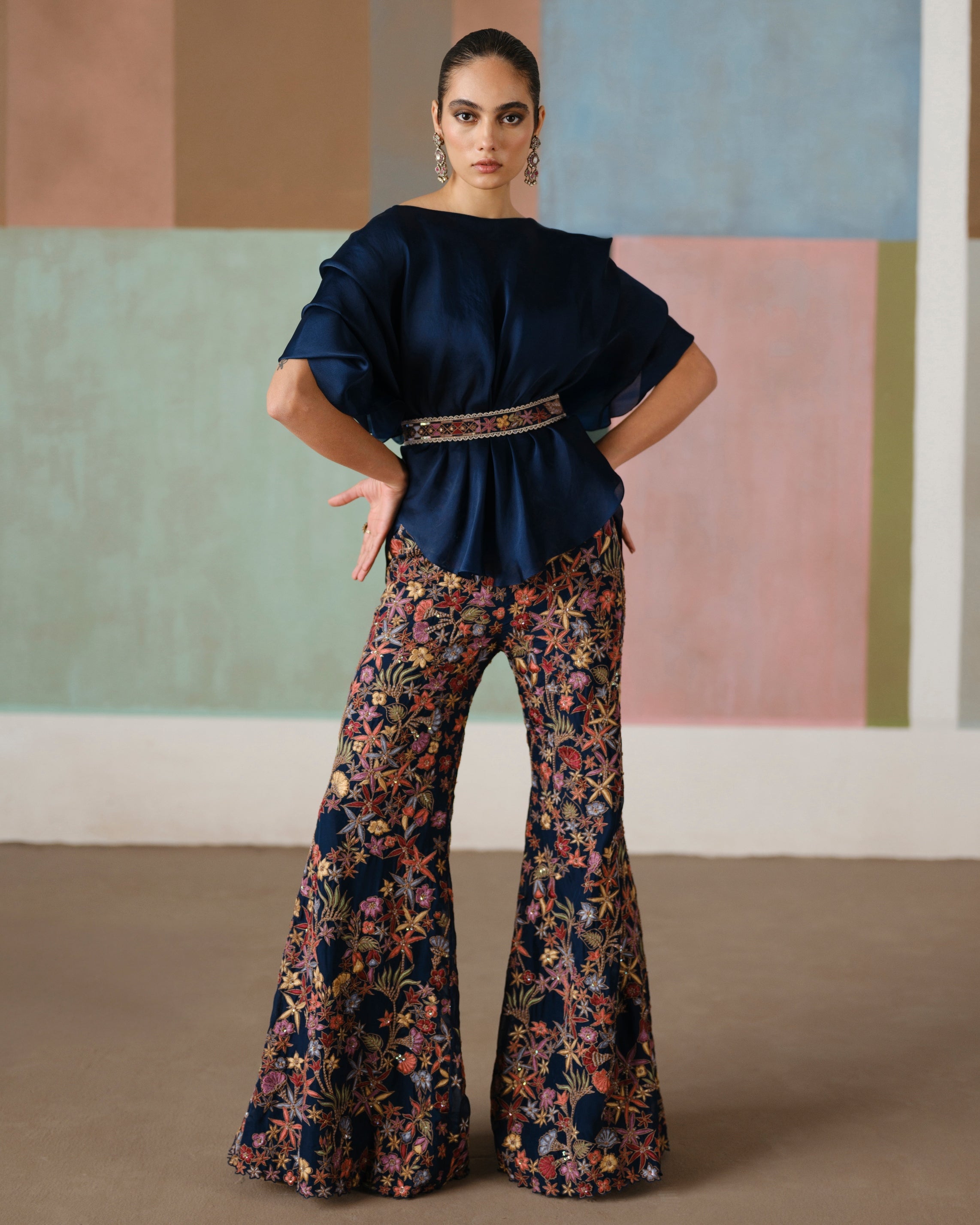 Navy Blue Elin Pant Set By KYNAH, Luxury Indian Fashion & Bridal Wear