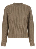 Brunello Cucinelli Sparkling Cashmere-Wool Blend Sweater — beige