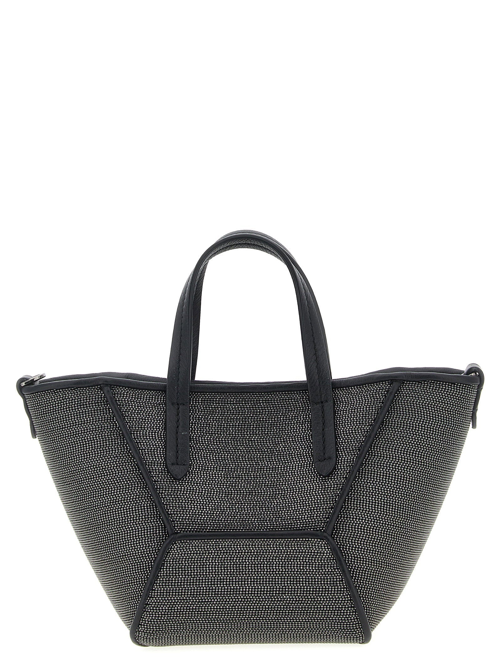 Brunello Cucinelli BC Duo Mini Precious Top Handle Bag — black