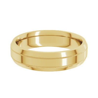5mm Men's Comfort Fit Beveled Edge Milgrain Wedding Band