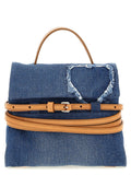 Moschino Denim and Leather Shoulder Bag — Blue