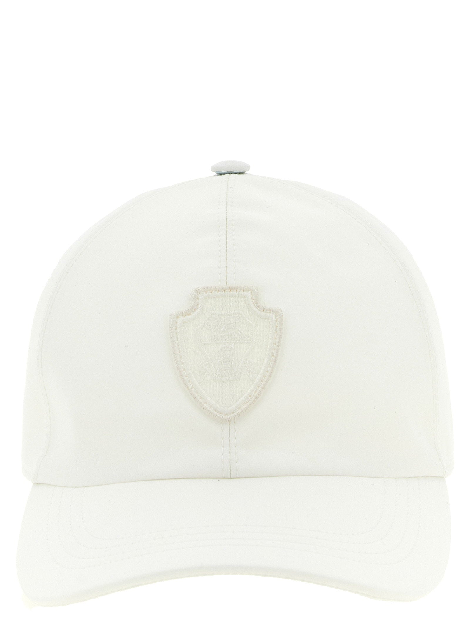 Brunello Cucinelli Heraldic Coat of Arms Baseball Cap — White