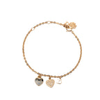 Gold Plated Crystal Heart Charms Bracelet