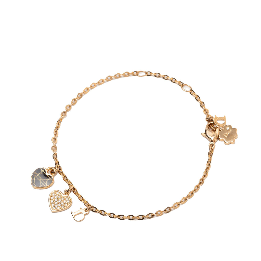Gold Plated Crystal Heart Charms Bracelet