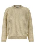 Brunello Cucinelli Cable-Knit Sequin Sweater — Beige