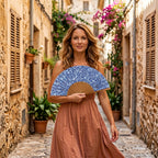 Folding hand fan Alcazaba blue