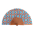 Brown & Blue Silk Fan Inspired by Islamic Art