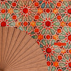 Islamic art inspired hand fan Zellige Orange