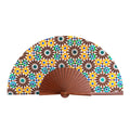 Brown & Yellow Silk Hand Fan Garnata