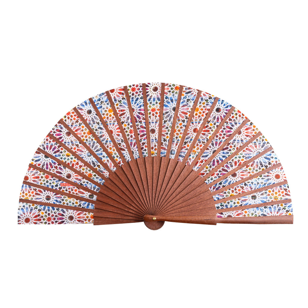 Spanish tiles inspired silk hand fan Sakina