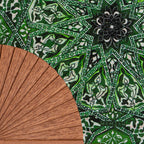 Green silk hand fan with wood Turkish