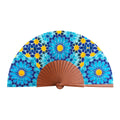 Blue and Gold Silk Fan Secret Flower