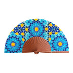 Blue and Gold Silk Fan Secret Flower