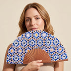 Blue and White silk fan Zellige
