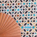 Islamic Geometry Silk & Wood Hand Fan