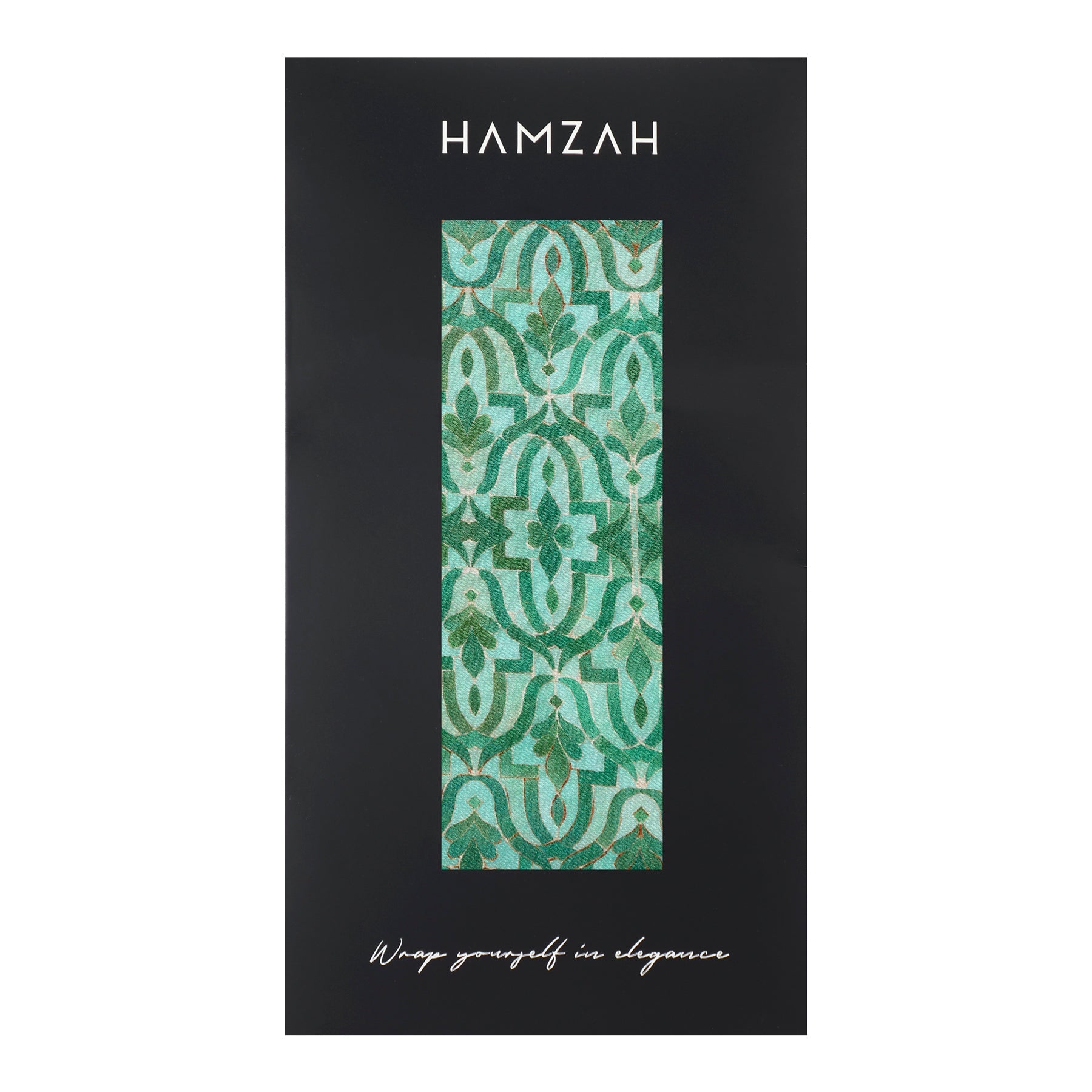 Green Scarf for Women with Geometric Print
