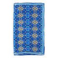 Blue and Brown Silk Scarf with Oriental Pattern Bulut