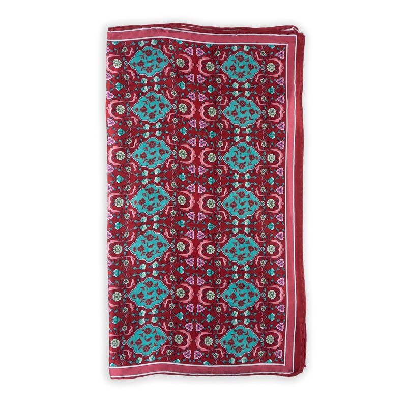 Red and Turquoise Silk Scarf Koltuk
