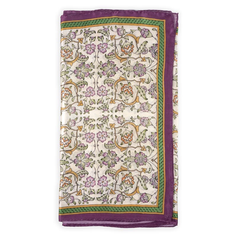 Beige Silk Scarf with Ottoman Print Halkar