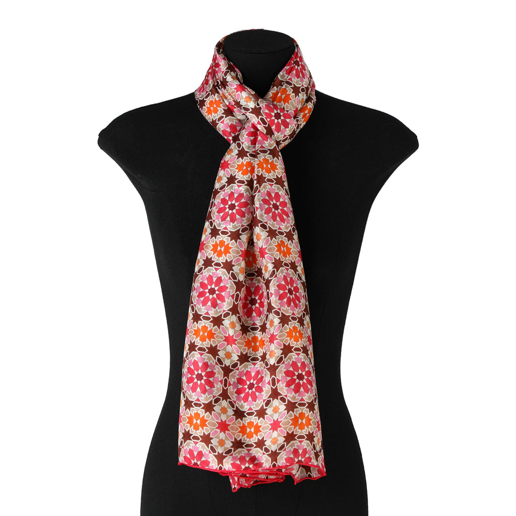 Sacred Geometry Pink Silk Scarf Mashrabia V1