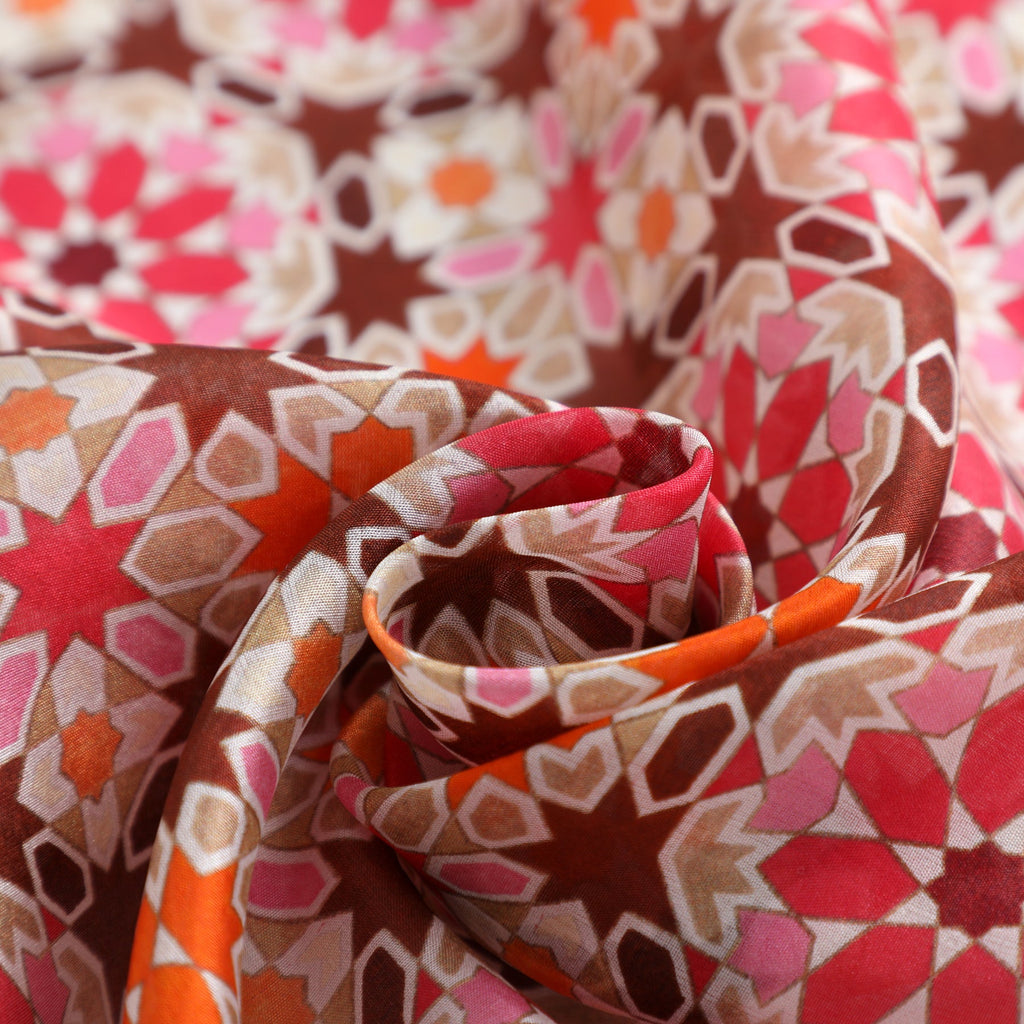 Sacred Geometry Pink Silk Scarf Mashrabia V1