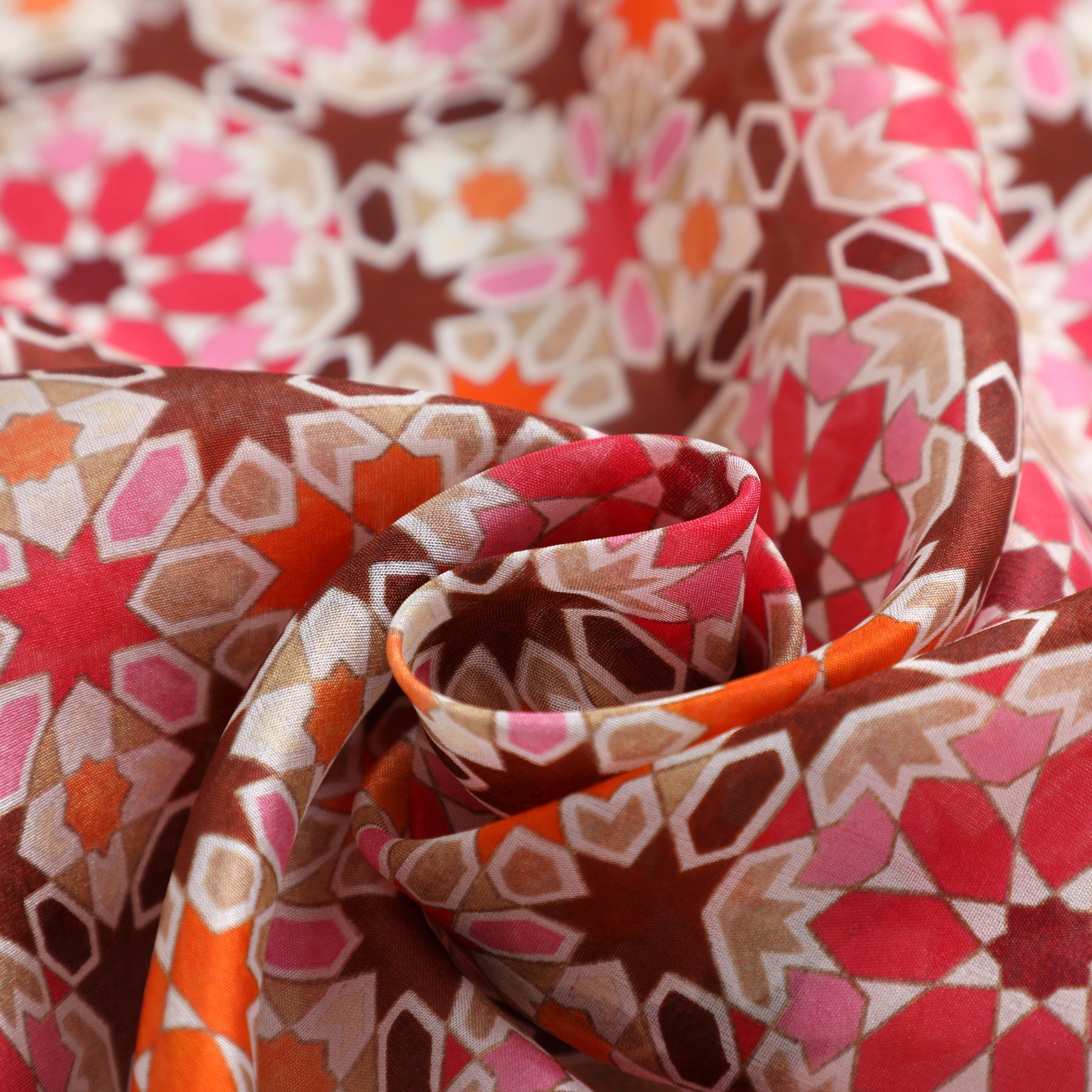 Sacred Geometry Pink Silk Scarf Mashrabia V1