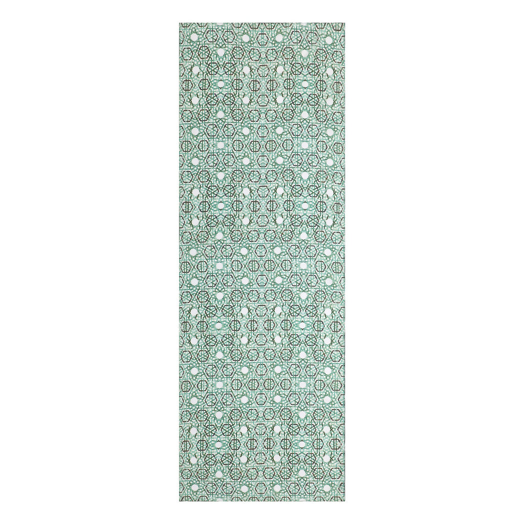 Green Islamic Art Tessellation Silk Scarf Hijaz V2
