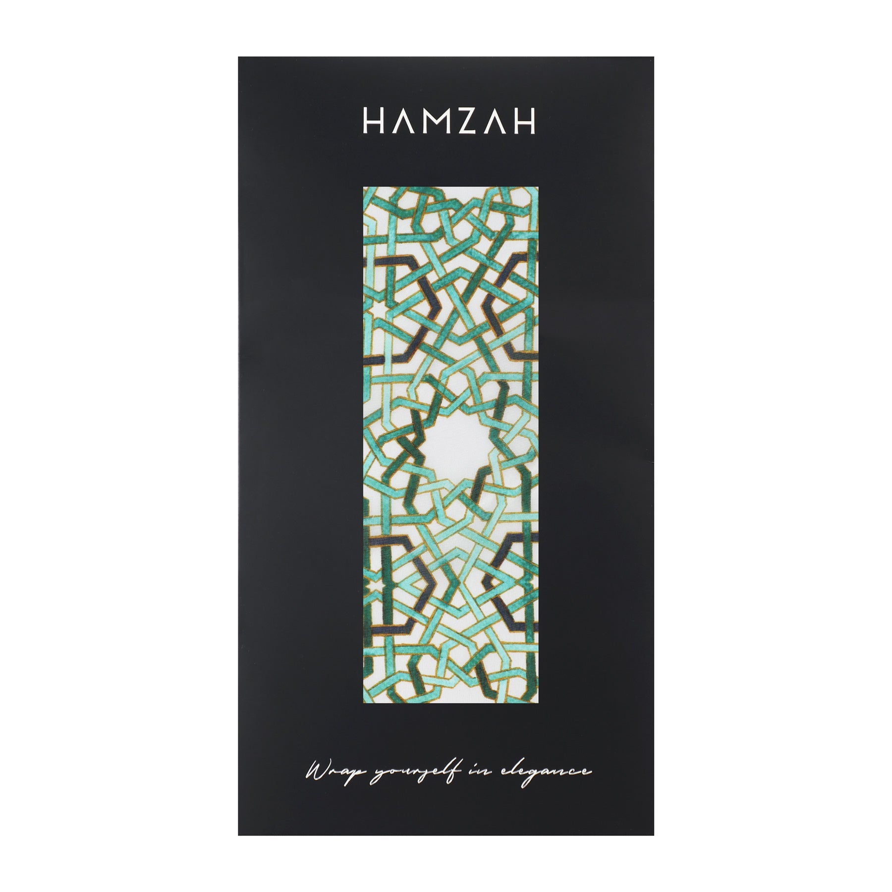 Green Islamic Art Tessellation Silk Scarf Hijaz V2
