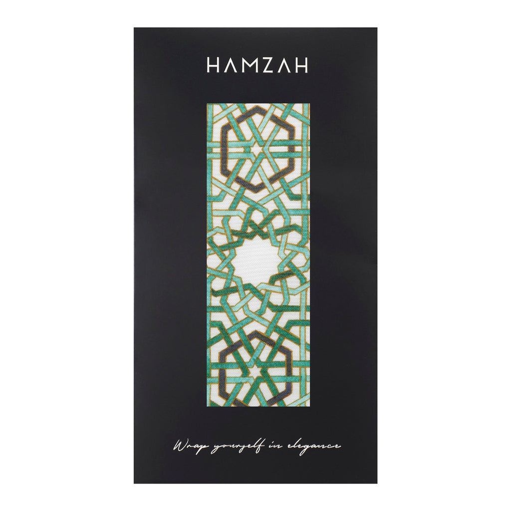 Modal Hijab with Green Geometric Print