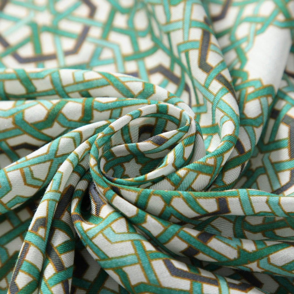 Modal Hijab with Green Geometric Print