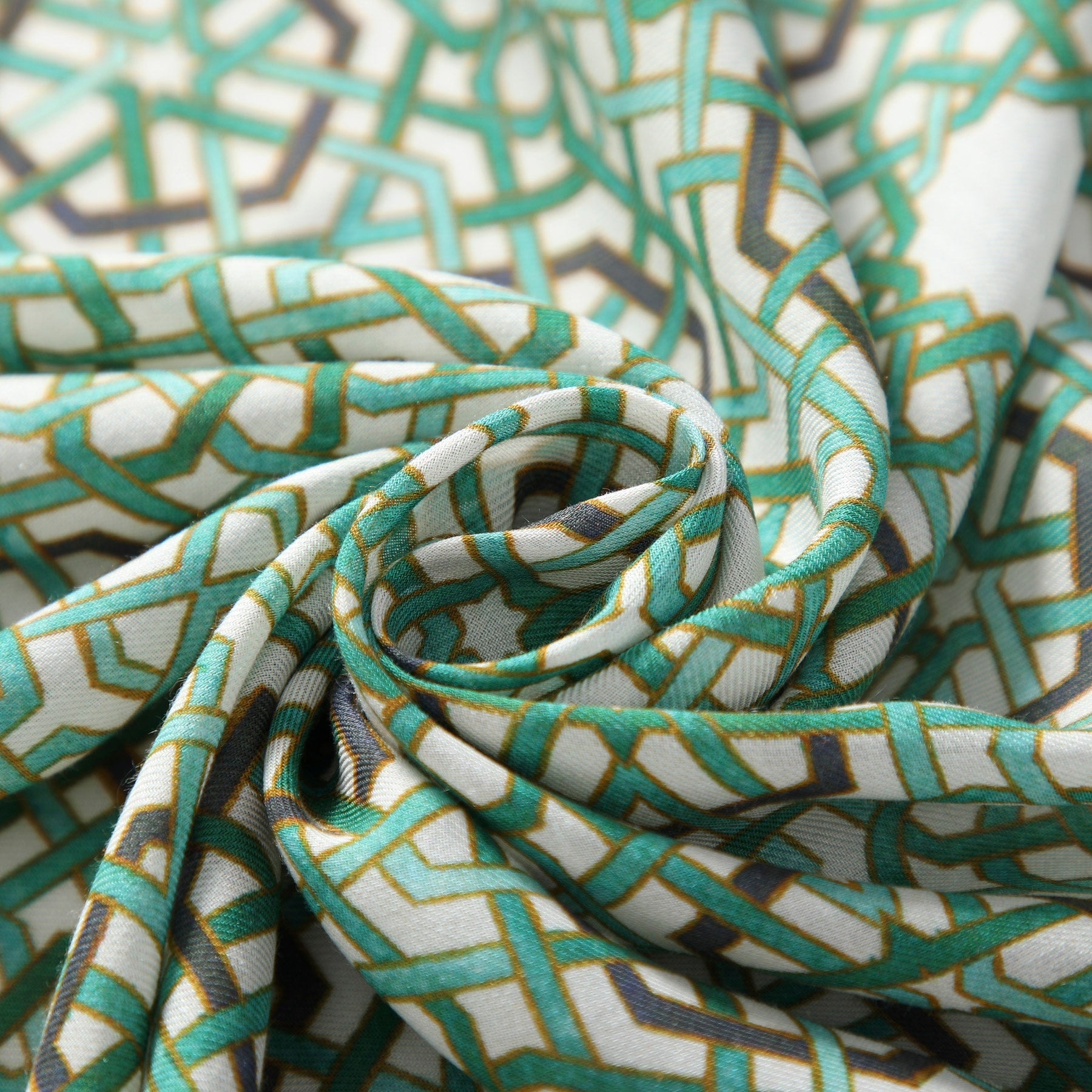 Modal Hijab with Green Geometric Print