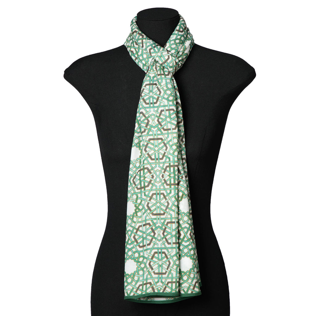 Modal Hijab with Green Geometric Print