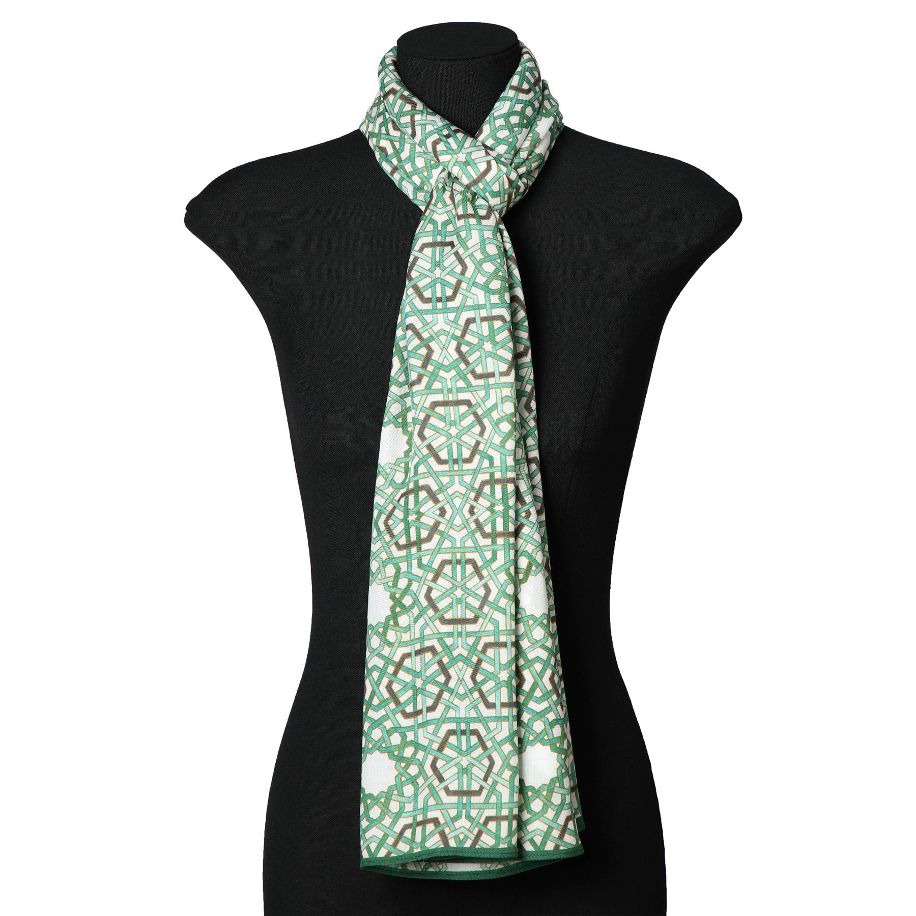 Modal Hijab with Green Geometric Print