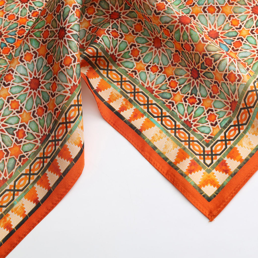 Orange Square Scarf Zellige
