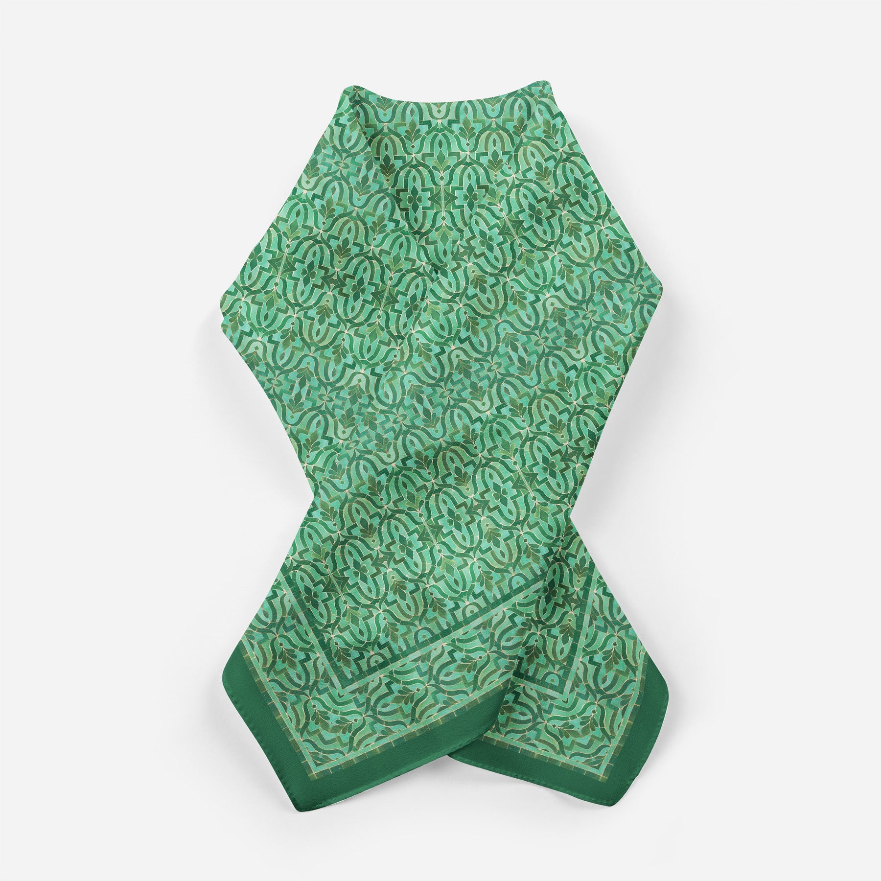 Green Square Silk Scarf Fihri