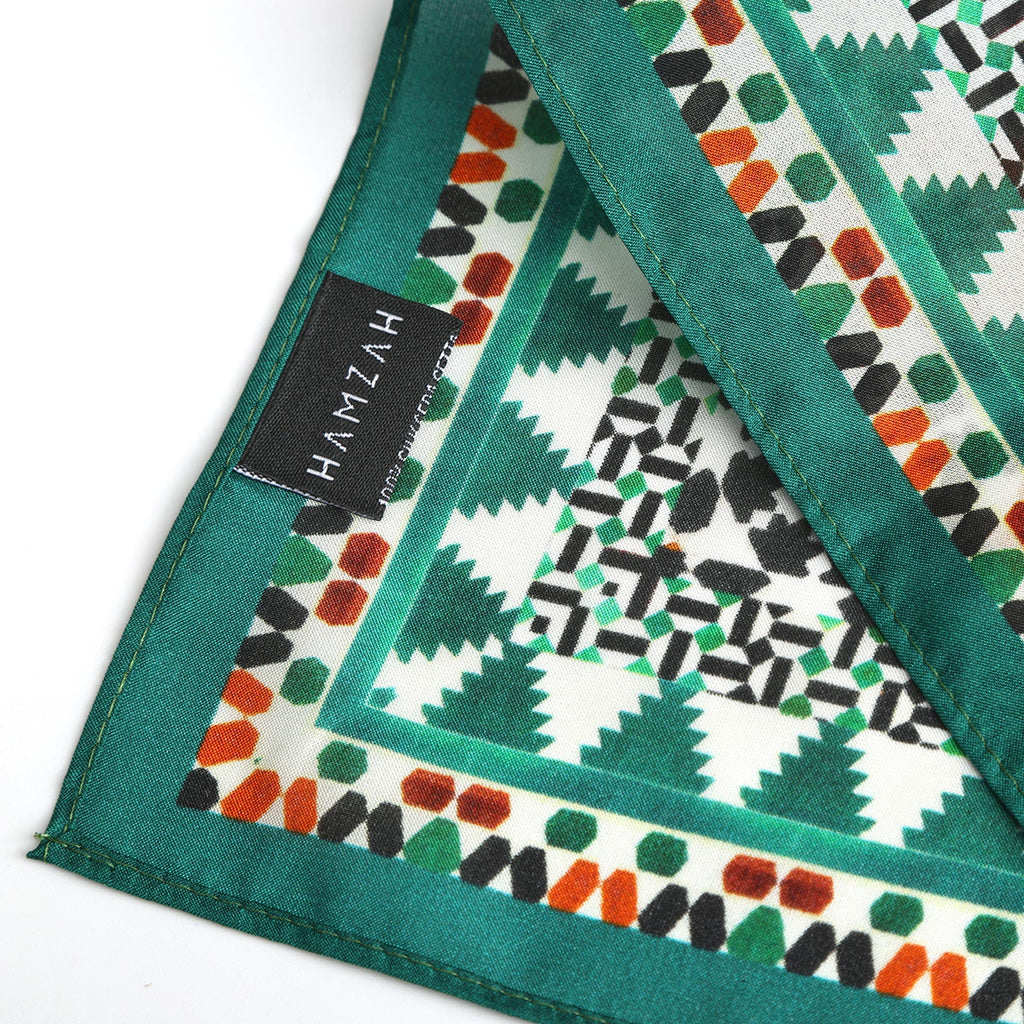 Green Square Silk Scarf Sabika