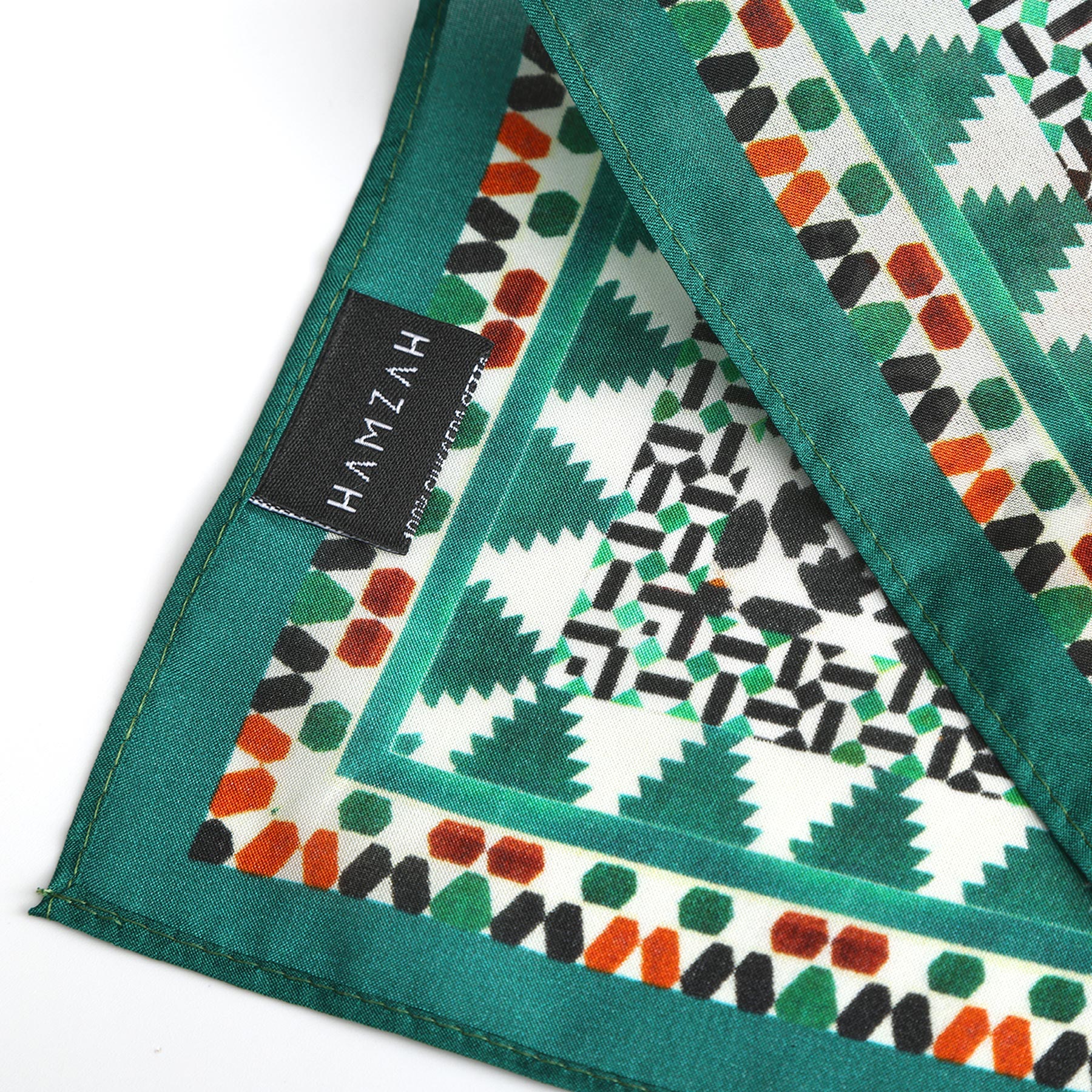 Green Square Silk Scarf Sabika
