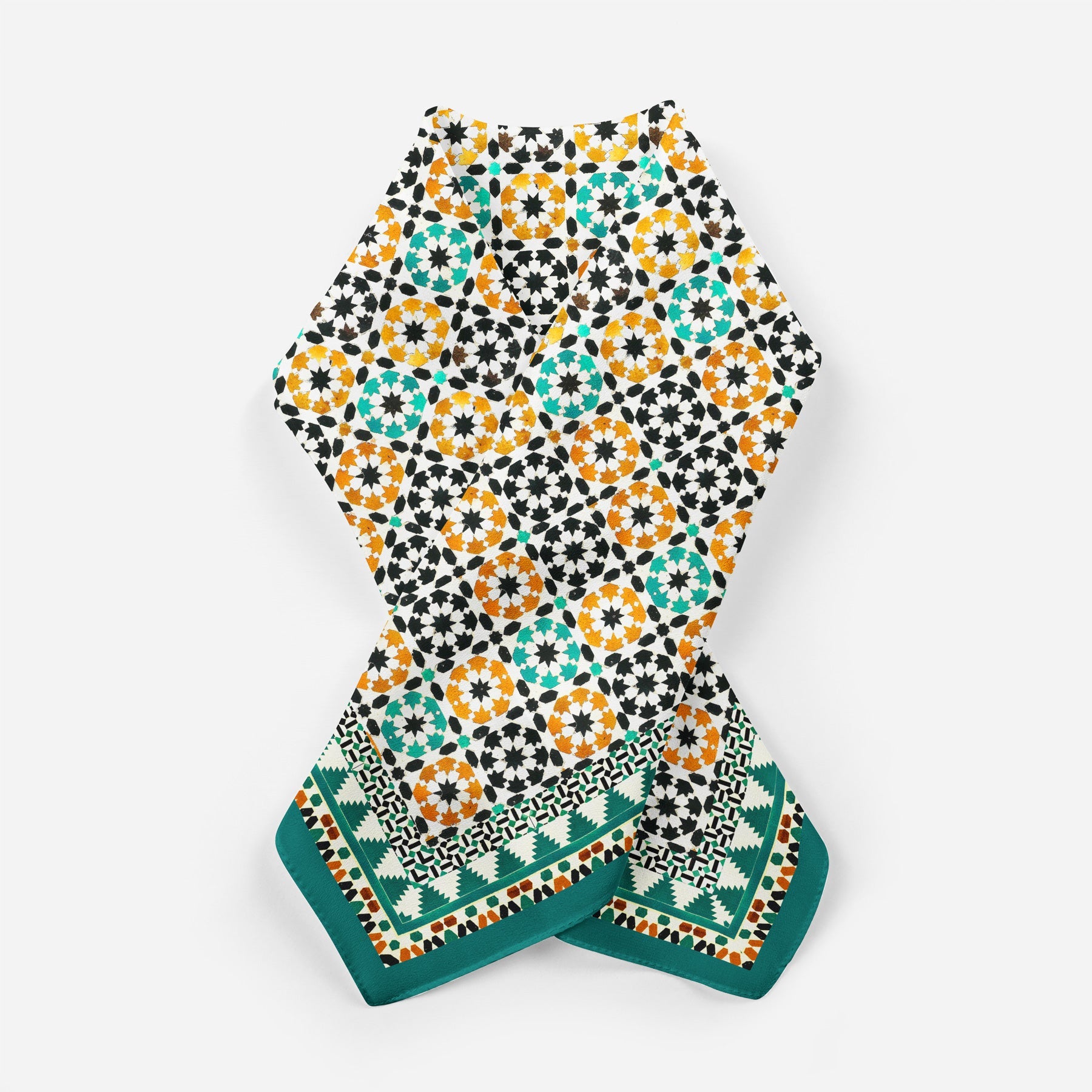 Green Square Silk Scarf Sabika
