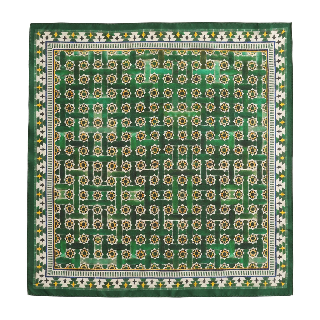 Green Square Scarf Silk