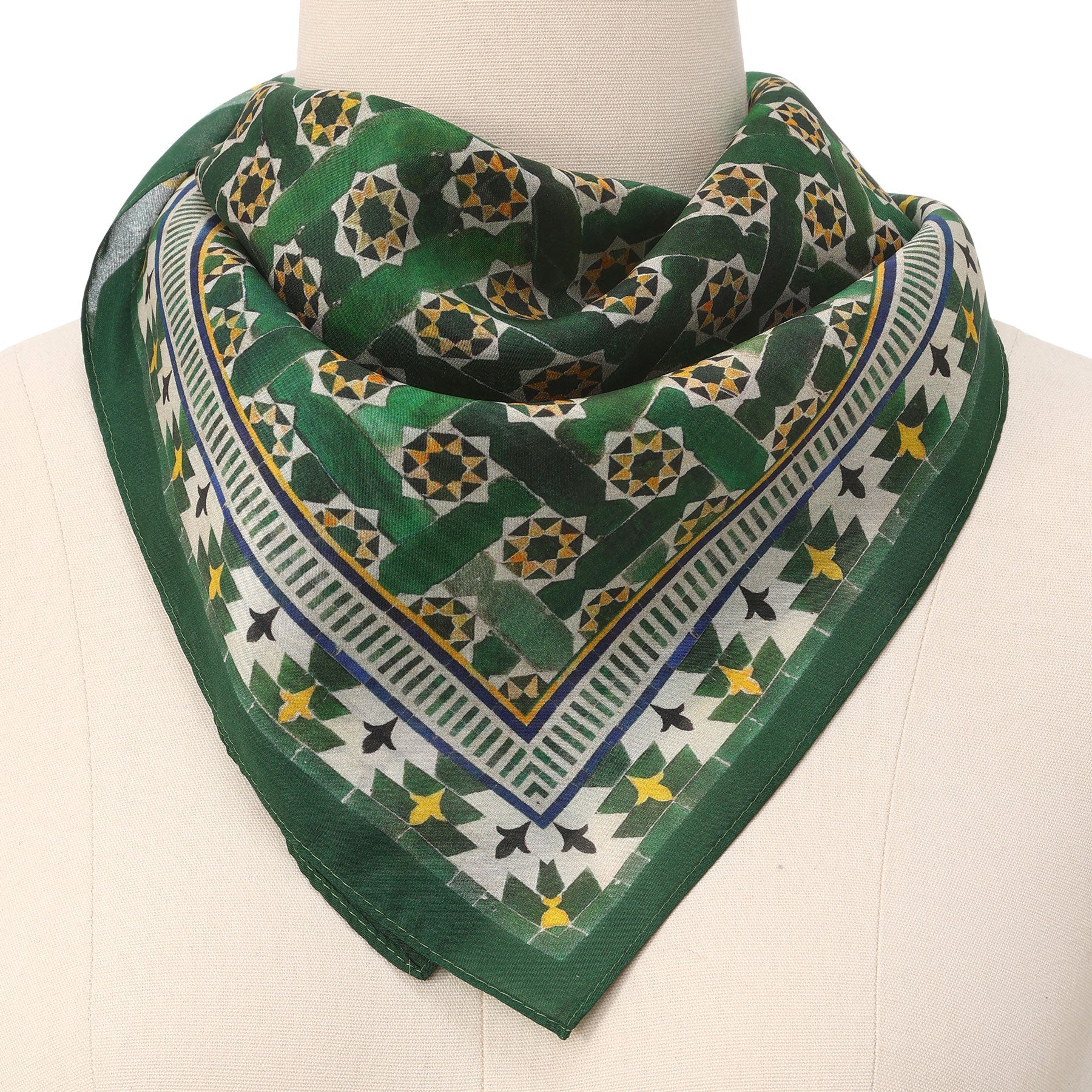 Green Square Scarf Silk