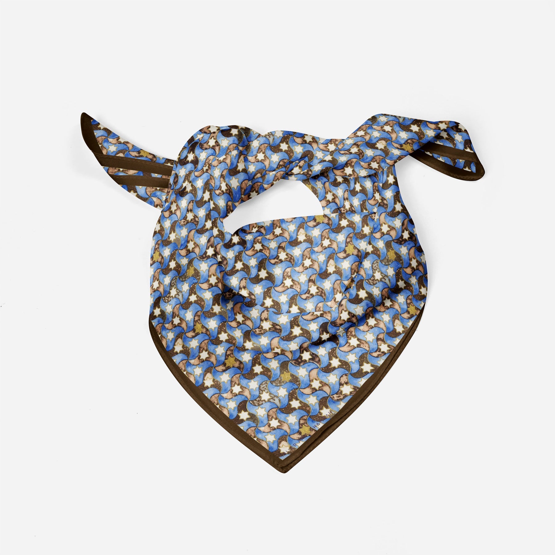 Silk Square Scarf for Women Brown