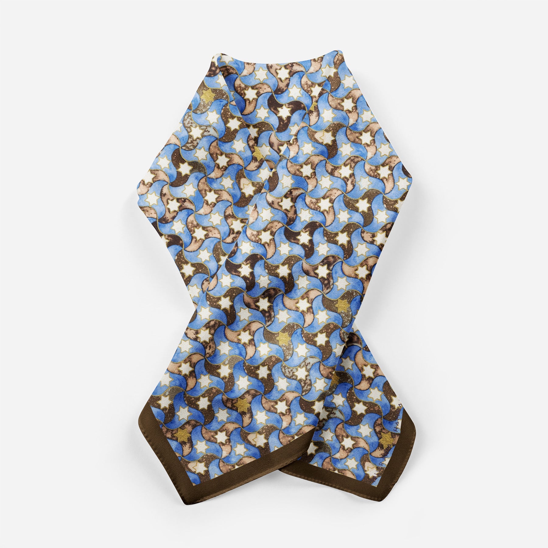 Silk Square Scarf for Women Brown