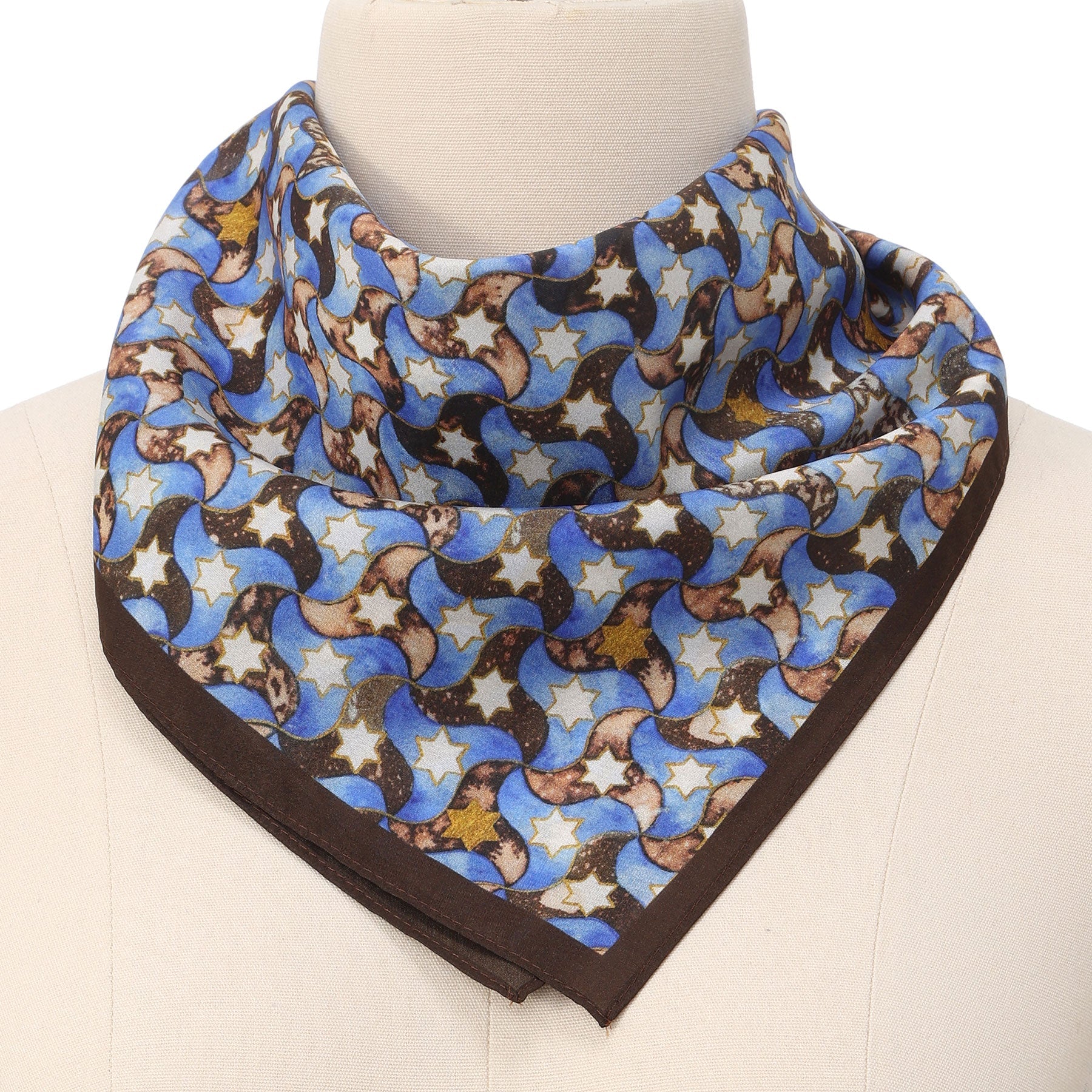 Silk Square Scarf for Women Brown