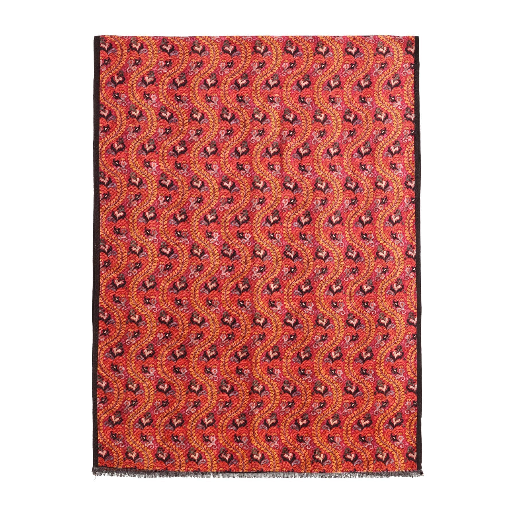 Ruba Red Luxury Silk & Wool Scarf 180 x 65 cm – Moroccan Inspired Design