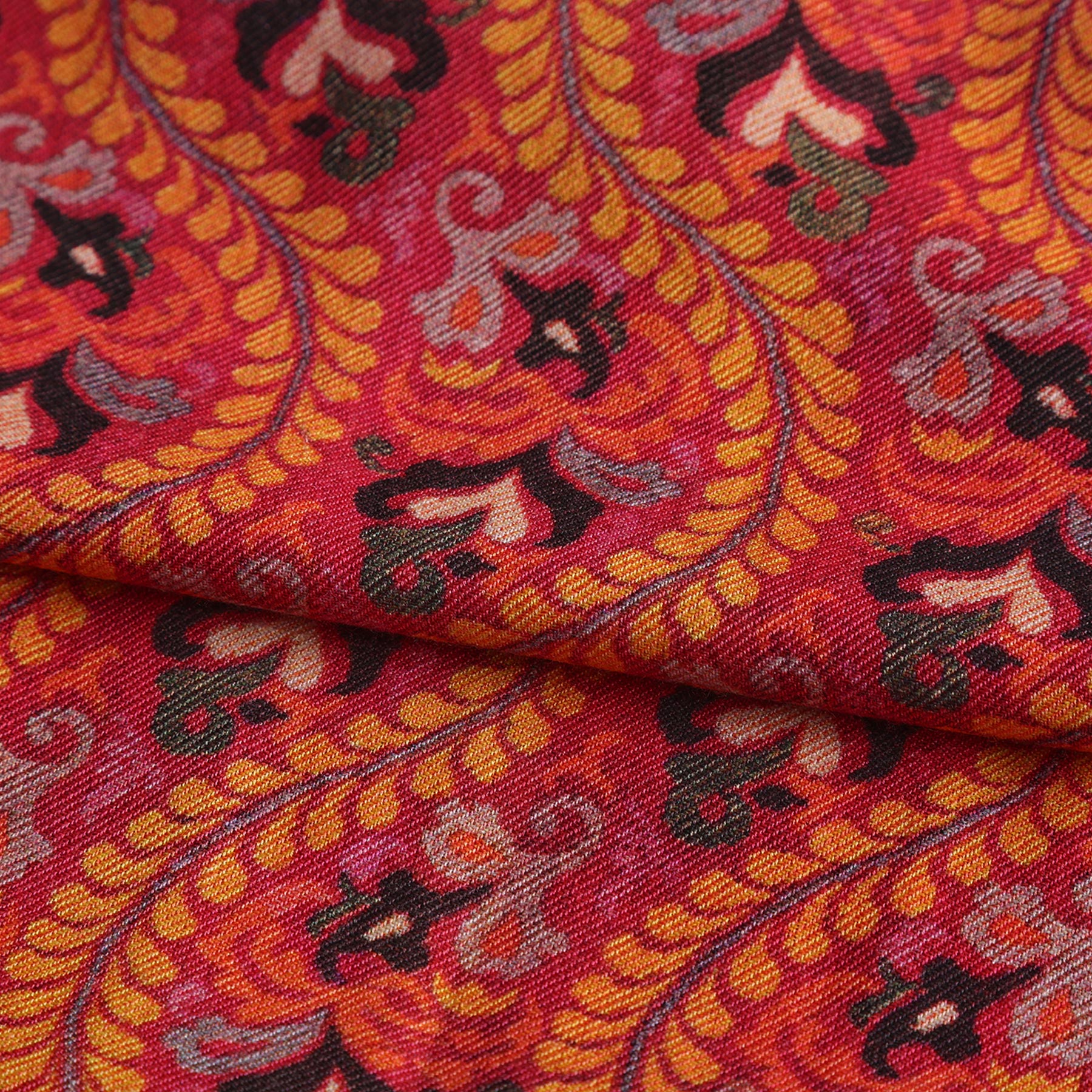 Ruba Red Luxury Silk & Wool Scarf 180 x 65 cm – Moroccan Inspired Design