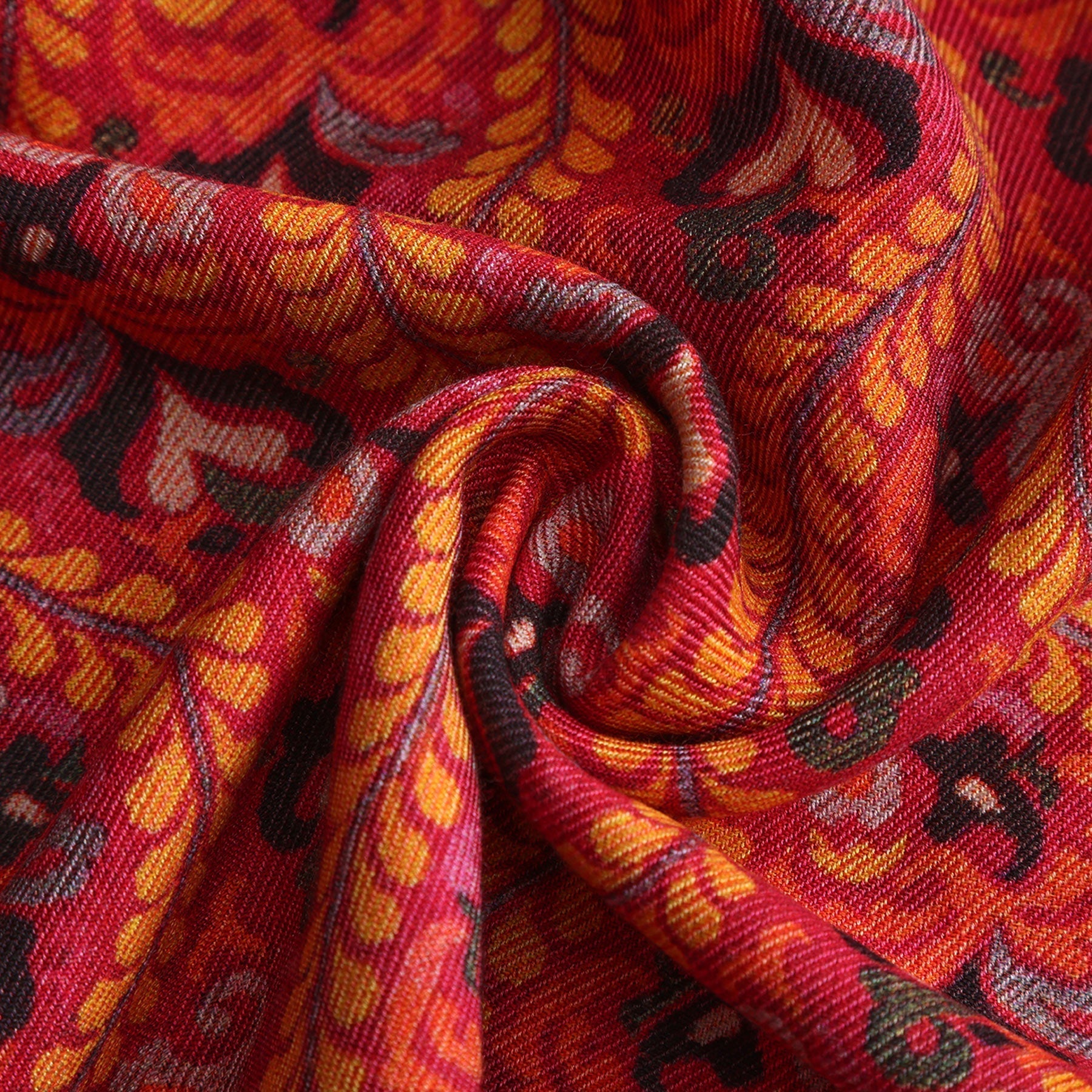 Ruba Red Luxury Silk & Wool Scarf 180 x 65 cm – Moroccan Inspired Design